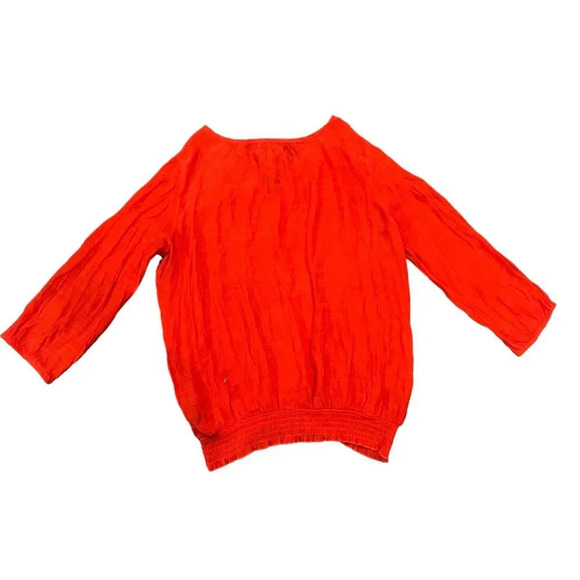 Zac & Rachel Beaded Detail Long Sleeve Tie-Up Neckline Peasant Top - Medium - Picture 4 of 6